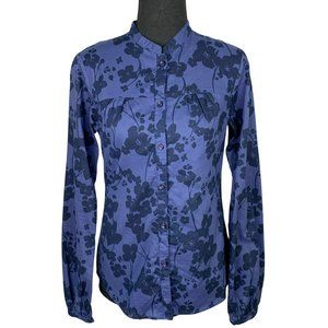 2/$15 - Indigo Blue Floral Long Sleeve Blouse